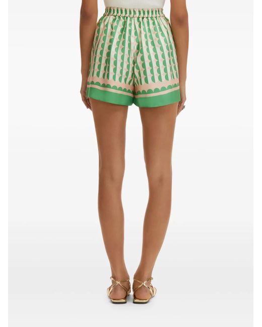 Oscar de la Renta Green Geometric Pattern Shorts