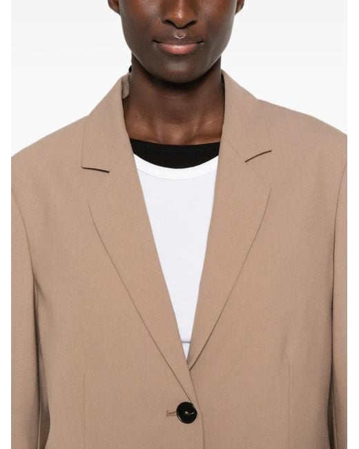 Closed Natural Single-Breasted Notched-Lapels Blazer
