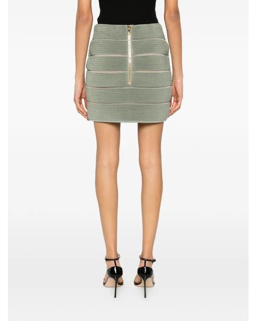 Balmain Green Crossover Knitted Skirt
