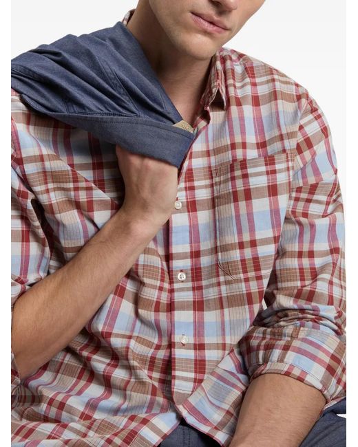 Woolrich Red Chemise En Coton À Carreaux for men