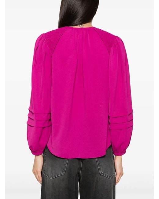 Isabel Marant Pink Lamaya Tie-Neck Blouse