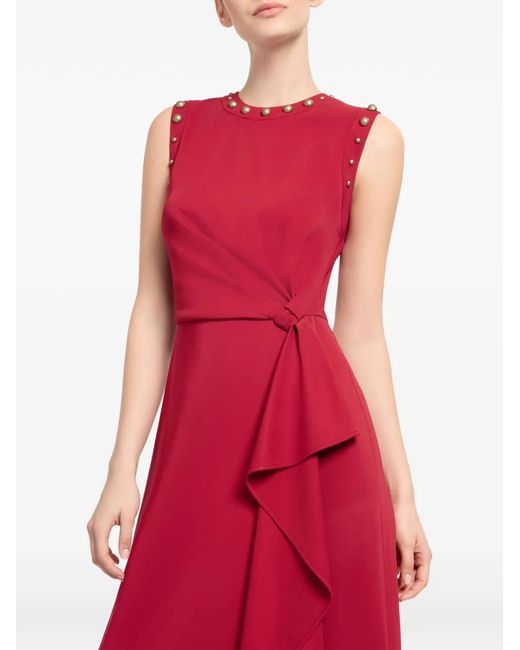 Elie Saab Red Stud-Embellished Midi Dress