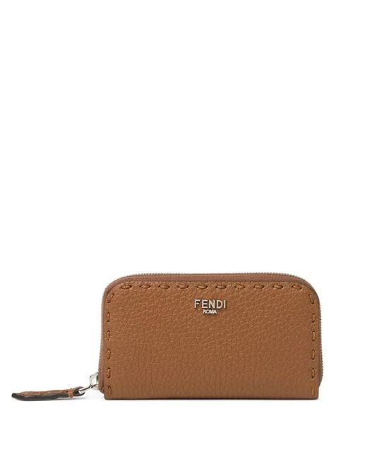 Fendi Brown Selleria Zip Trim Wallet for men