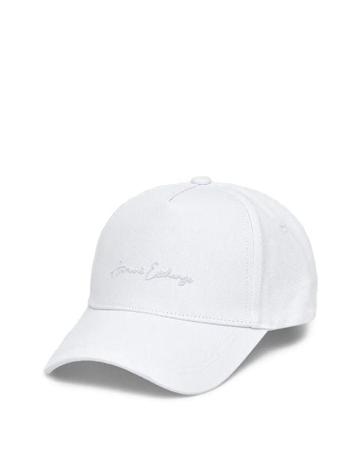 ARMANI EXCHANGE White Embroidered-Logo Baseball Cap
