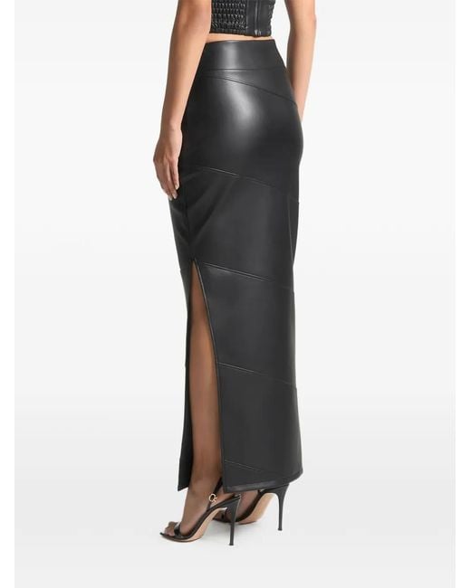 Manière De Voir Black Daisy Leather Midaxi Skirt