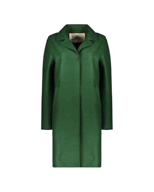 Herno Green Notch-Lapel Single-Breasted Coat