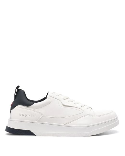 Bugatti White Contrast-Heel Panelled Sneakers for men