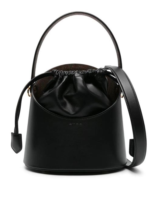 Etro Black Medium Saturno Bucket Bag
