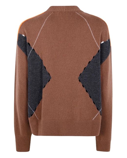 Mrz Brown Argyle-Pattern Cardigan