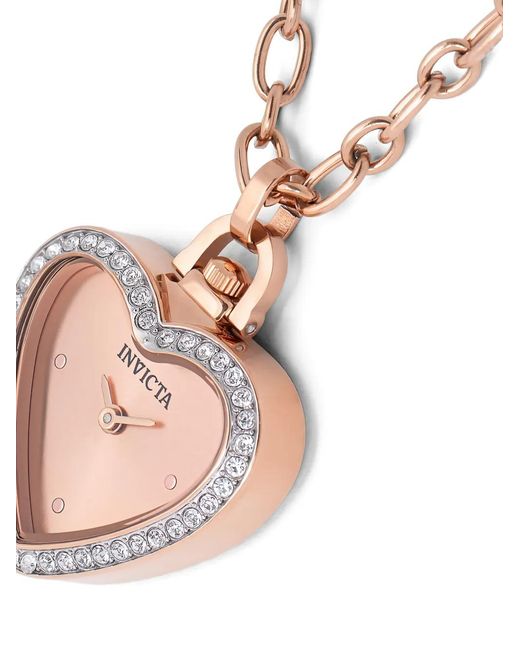 INVICTA WATCH Metallic Heart-Case Crystal-Bezel 28Mm Necklace Watch