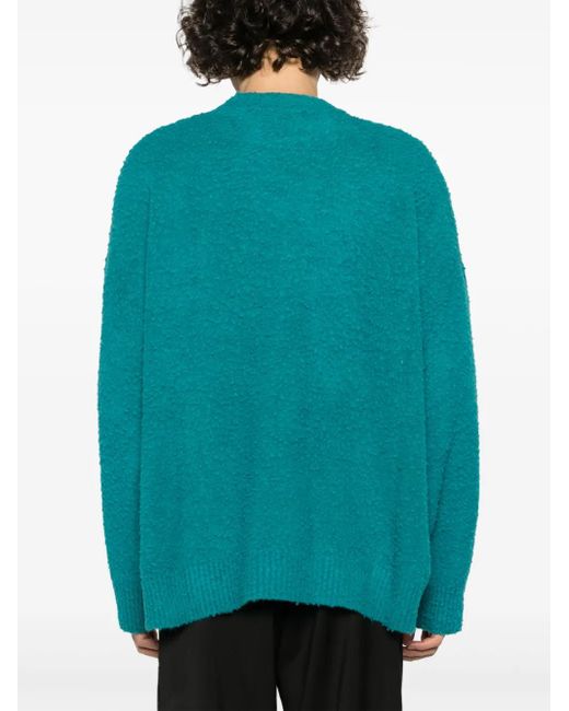 Bonsai Blue Crew-Neck Logo Tag Jumper for men