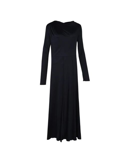 Fabiana Filippi Blue Draped Long-Sleeved Maxi Dress