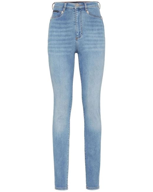 Philipp Plein Blue High-Rise Skinny Jeans