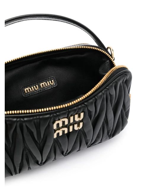 Miu Miu Black Matelassé Leather Tote Bag