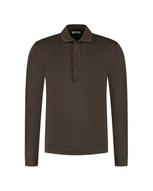 STEFAN BRANDT Brown Long-Sleeve Polo Shirt for men
