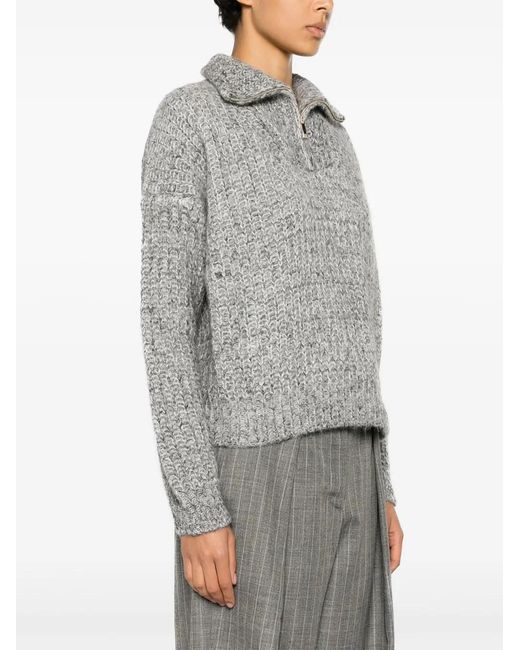 Ba&sh Gray High-Neck Knitted Jumper