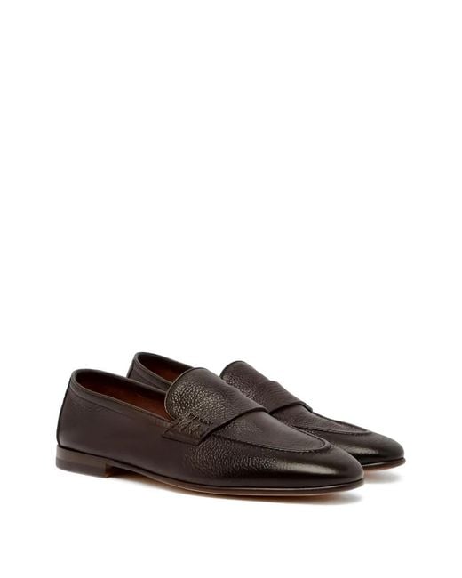 Bally Brown Grainy-Leather Penny Loafers for men