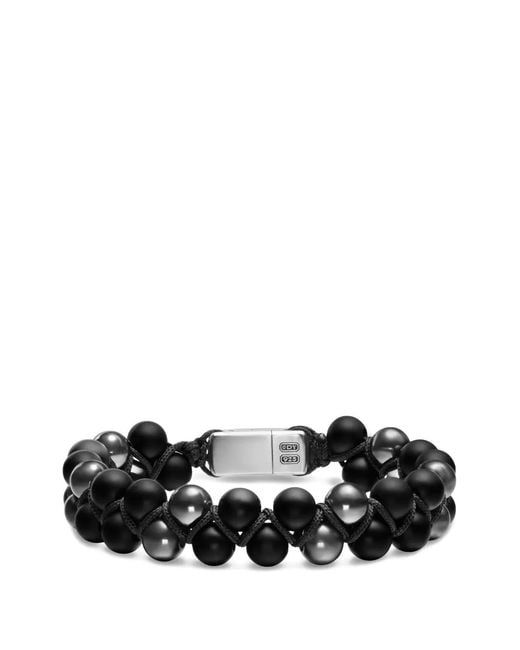 David Yurman Black Spiritual Beads Two Row Woven Bracelet for men