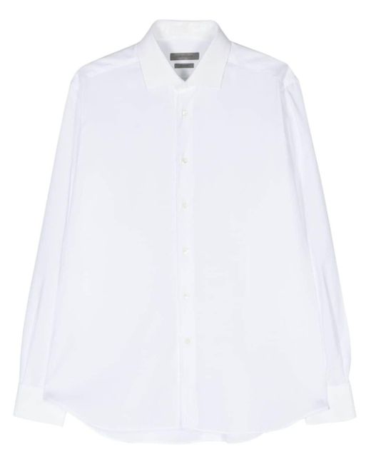 Corneliani White Classic-collar Cotton Shirt for men