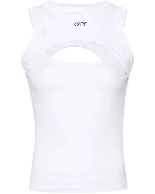Off-White c/o Virgil Abloh White Layered-Design Ribbed Top