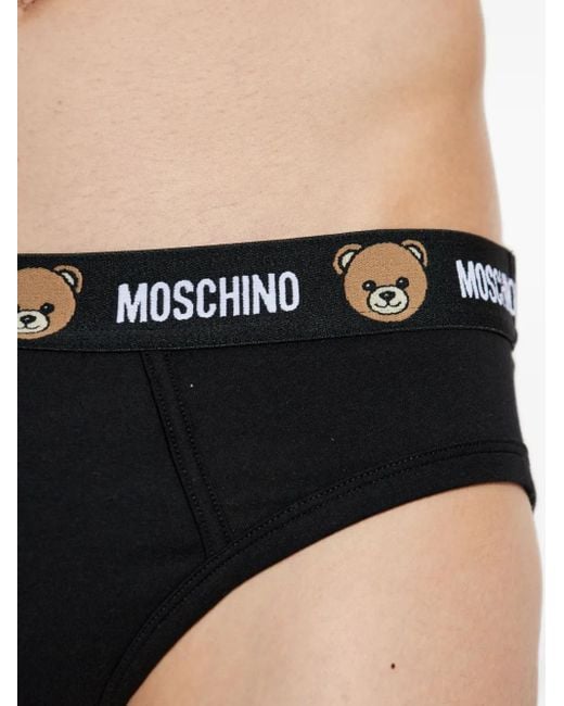 Moschino Black Logo-Waistband Briefs (Pack Of Two) for men