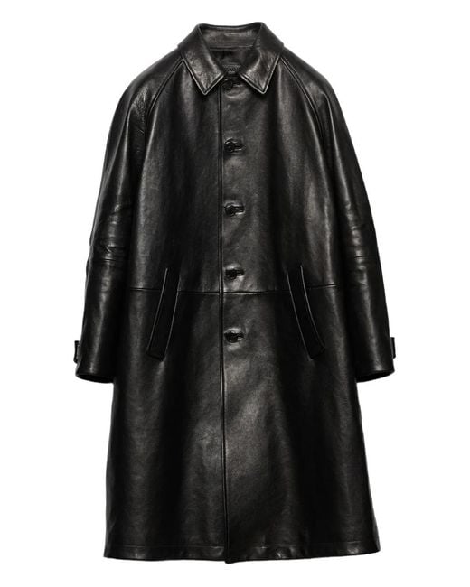 Prada Leren Jas Met Knoopsluiting in het Black voor heren