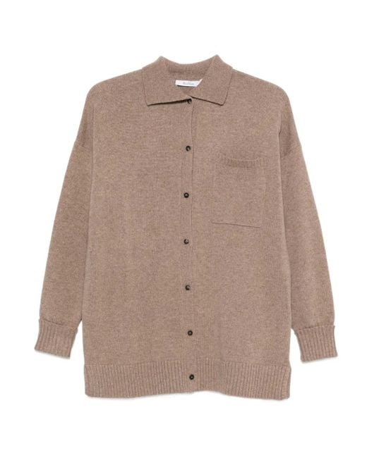Max Mara Brown Buttoned Chest-Pocket Cardigan