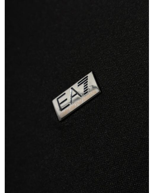 EA7 Black Logo-Plaque Polo Shirt for men