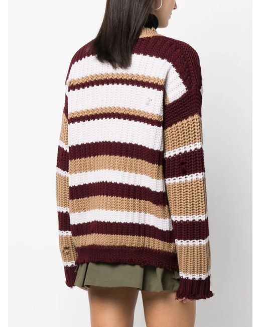 DSquared² Brown Striped Buttoned Cardigan