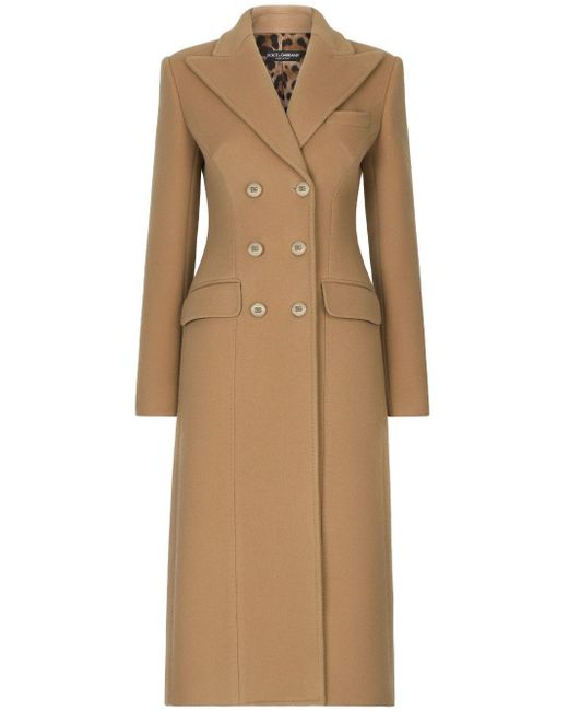 Abrigo largo de lana y cachemira con botonadura doble Dolce & Gabbana de color Natural