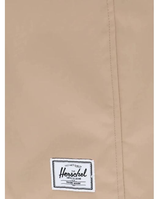 Herschel Supply Co. White Logo-Patch Single-Breasted Coat