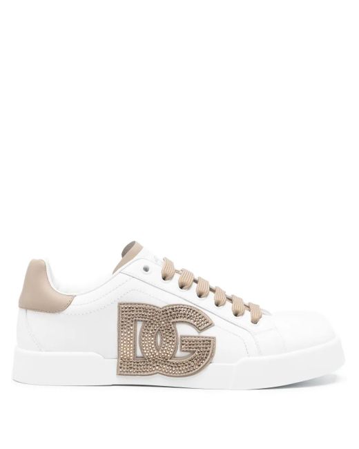 Dolce & Gabbana White Sneakers Mit Logo-Patch
