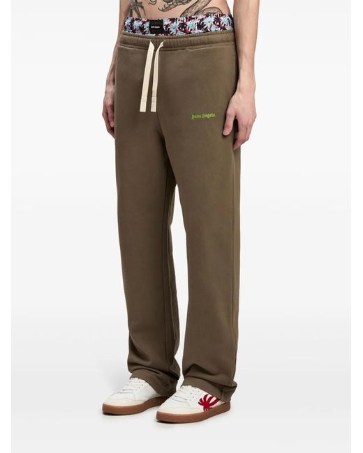 Palm Angels Brown Logo-Embroidered Track Pants for men