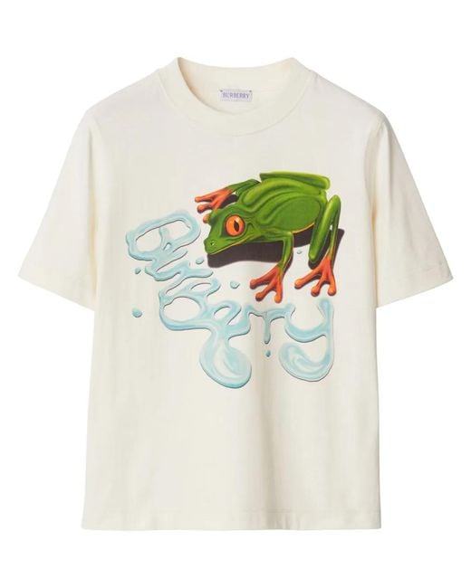 Burberry White Graphic-Print Cotton T-Shirt