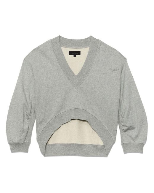 Purple Brand Gray Asymmetric Cropped Sweatshirt