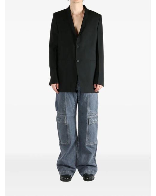 Rick Owens Black Three-Button Back-Strap Jacket for men