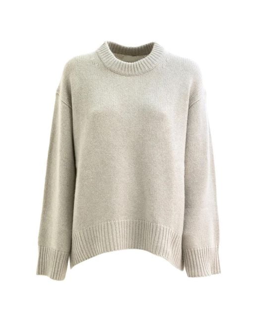 Lisa Yang White Ribbed-Knit Crew-Neck Sweater