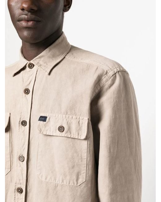 Fay Natural Logo-Patch Button-Up Shirt for men