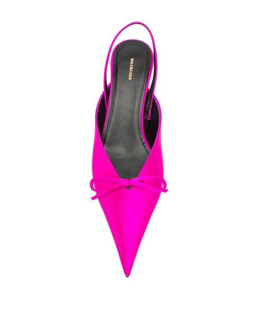 靴 BALENCIAGA KNIFE SLINGBACK SATIN MULE Balenciaga Knife Slingback Satin Mules in Pink | Lyst