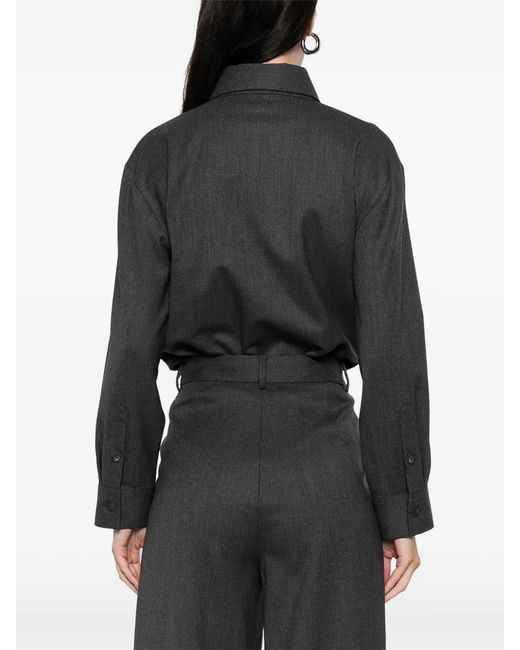 MEDEA Gray Button-Front Shirt Bodysuit
