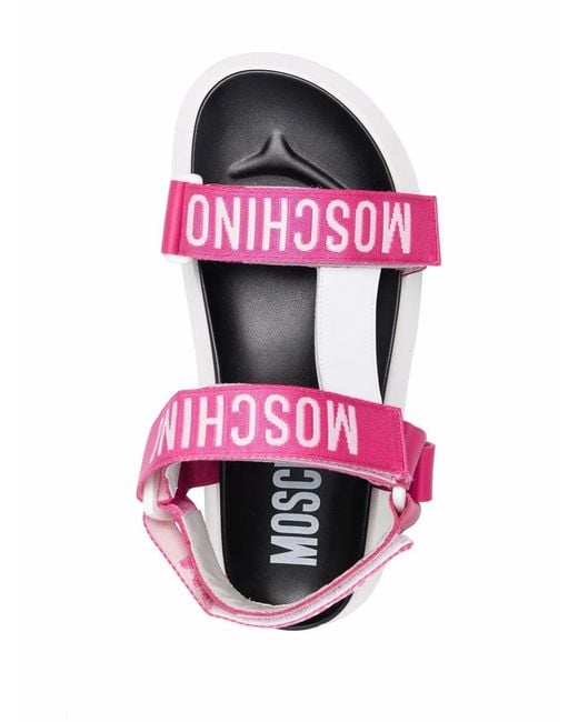 Moschino Pink Logo-Strap Flat Sandals