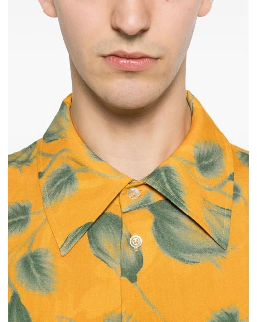 Séfr Yellow Dayot Leaf-Print Shirt