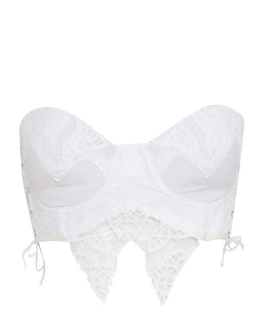 Amir Slama レースディテール トップ White