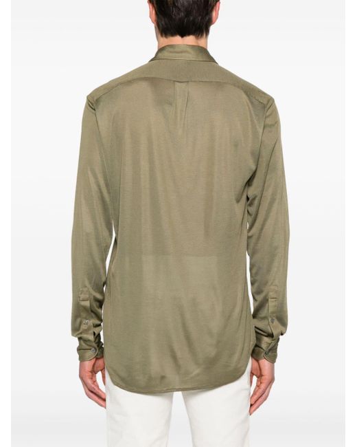 Tom Ford Green Long-sleeve Silk Shirt for men