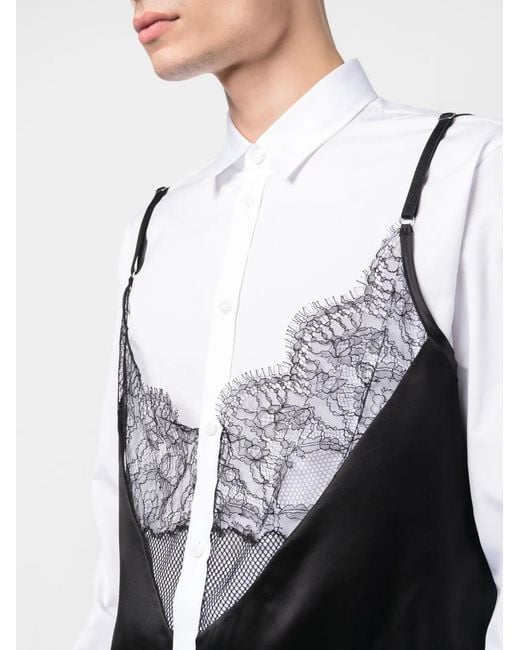 DSquared² Black Layered Lace-Embellished Shirt for men