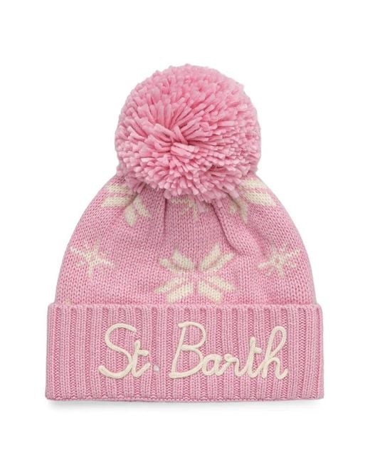 Mc2 Saint Barth Pink Holden Pom Pom Knit Beanie