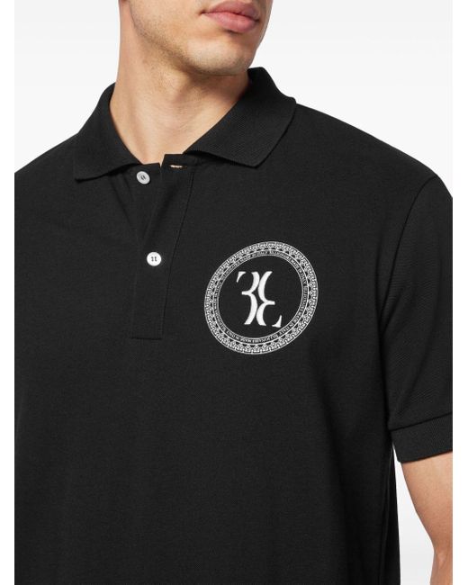 Billionaire Black Logo-embroidered Cotton Polo Shirt for men