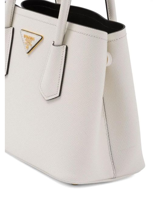 Prada White Shopper Aus Saffiano-Leder
