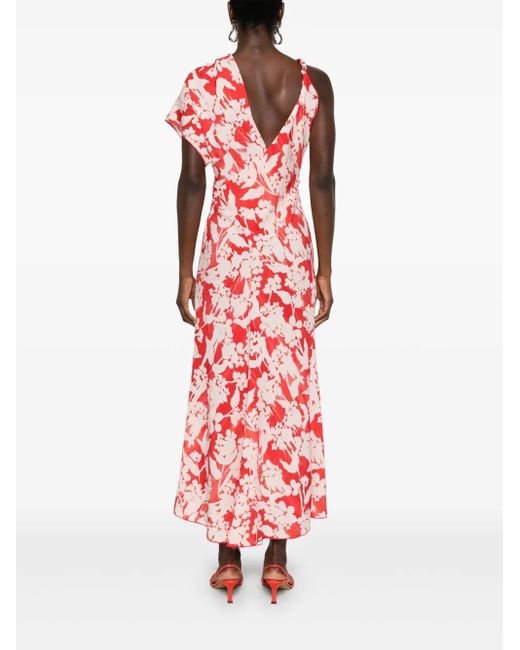 Victoria Beckham Red Floral-Print Maxi Dress