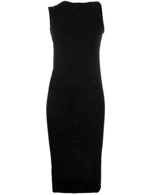 Rick Owens Lilies Black Asymmetric Draped-open Back Midi Dress